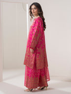 3 Piece Satin Suit-Paste Print (Pret)
