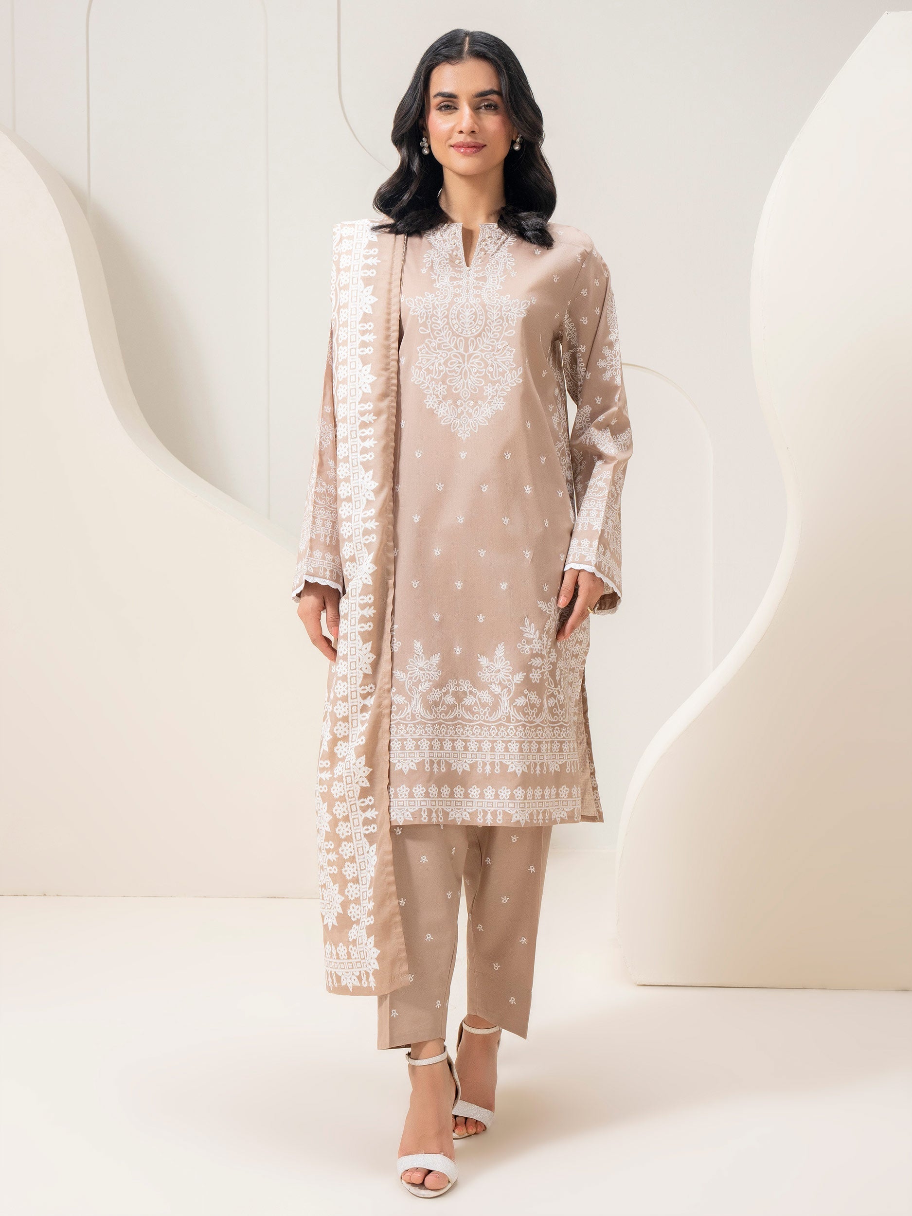 3 Piece Lawn Suit-Paste-Print (Pret)