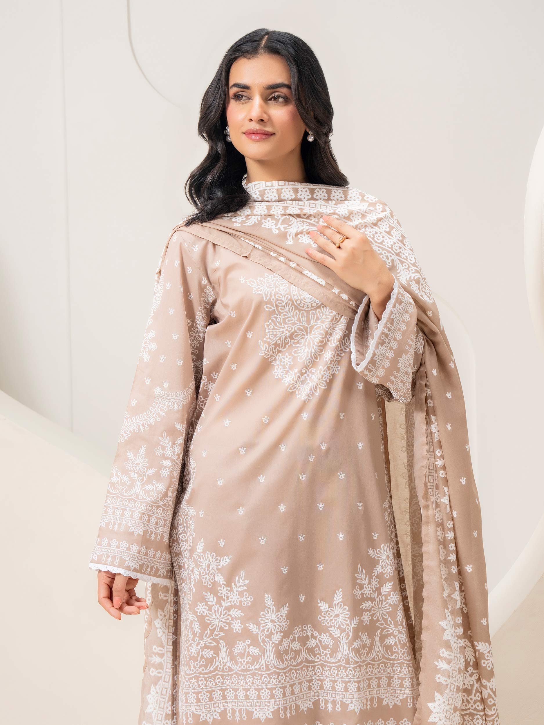 3 Piece Lawn Suit-Paste-Print (Pret)