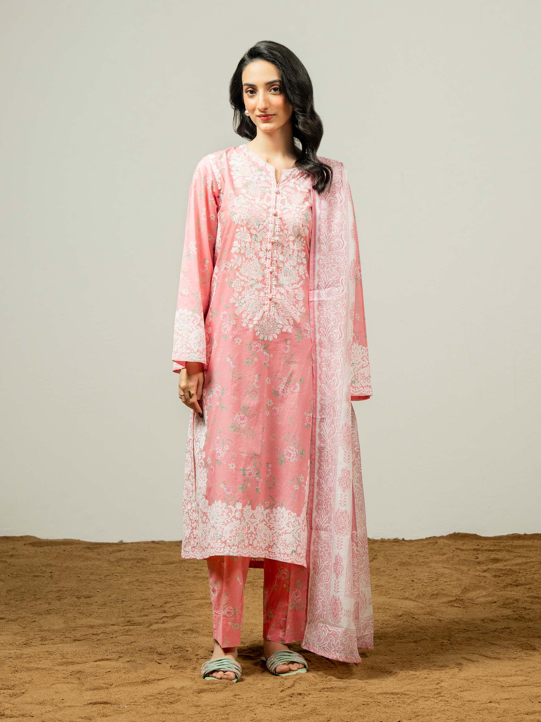3 Piece Lawn Suit-Paste Print (Pret)