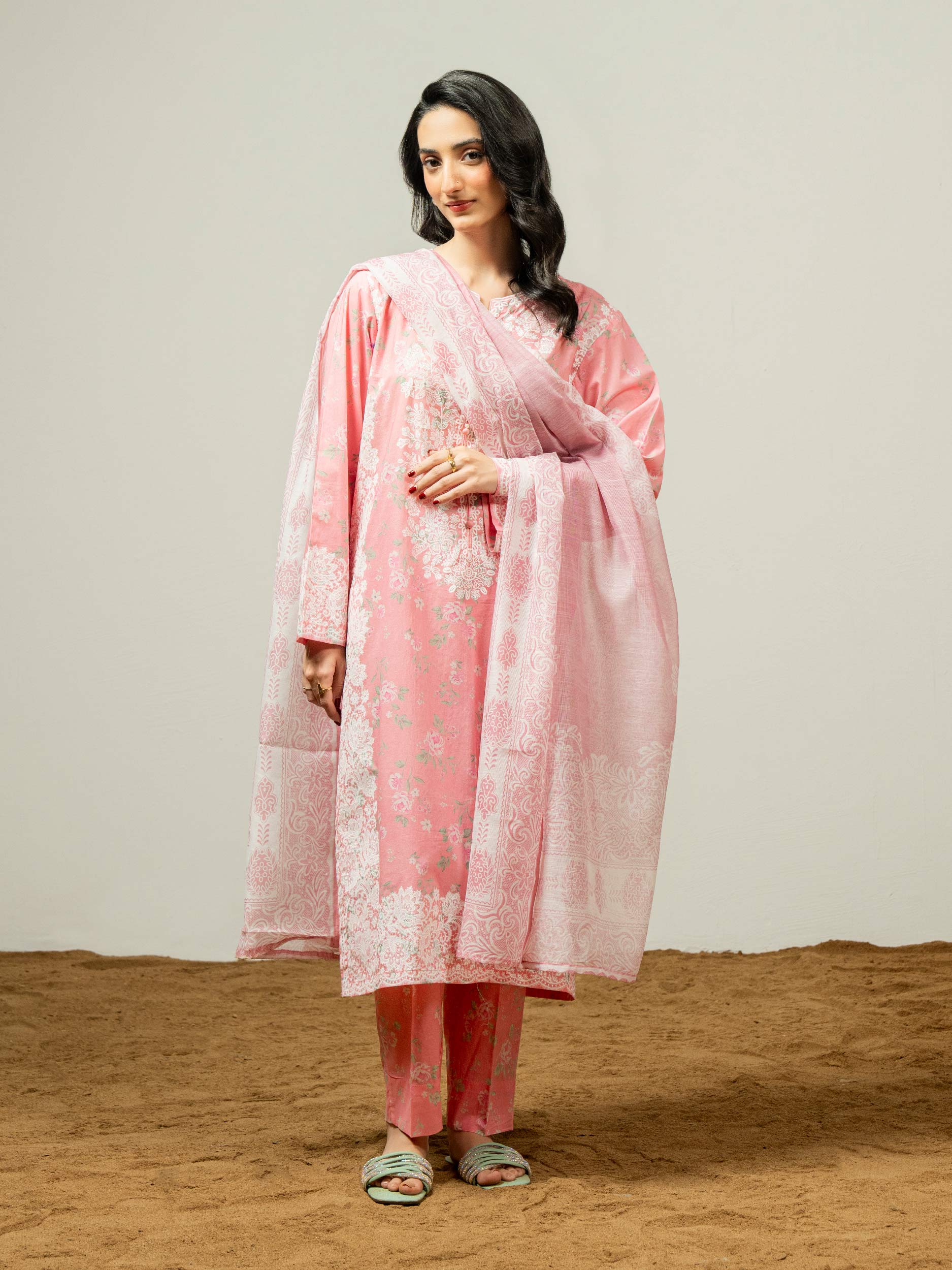 3 Piece Lawn Suit-Paste Print (Pret)