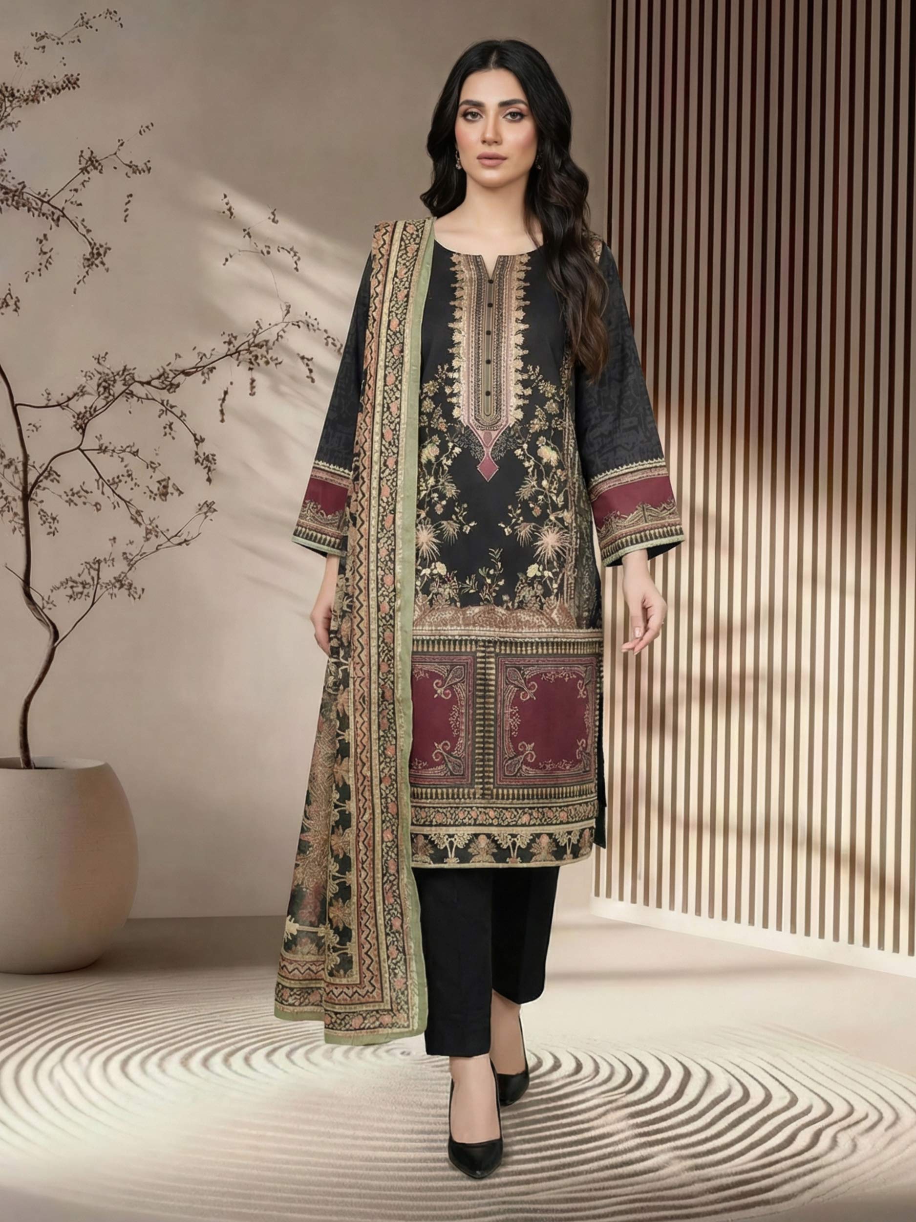3 Piece Silk Suit (Pret)