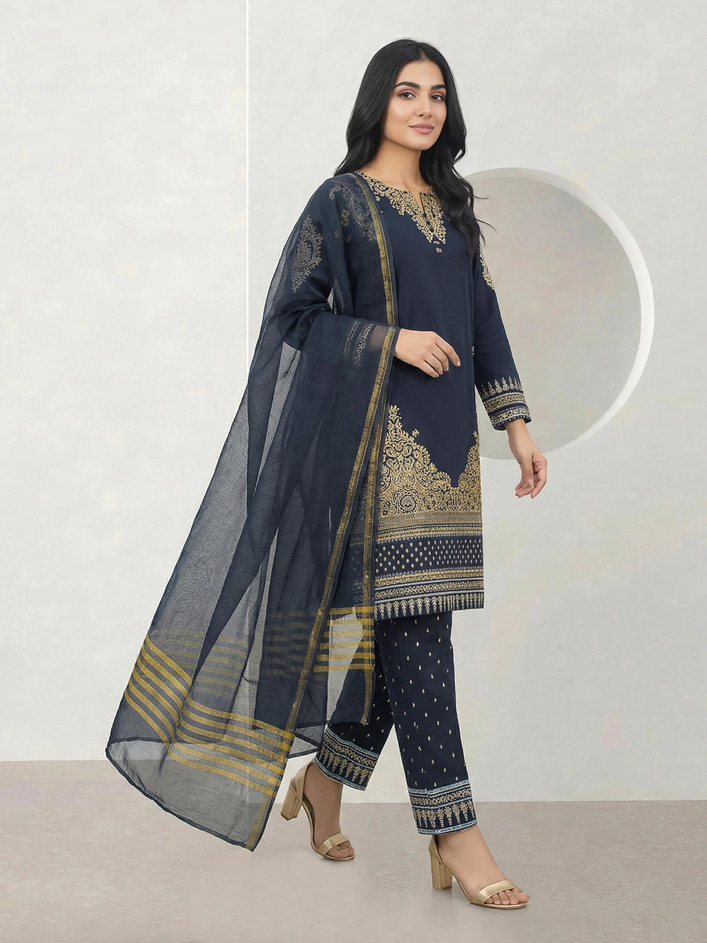 3 Piece Cambric Suit (Pret)