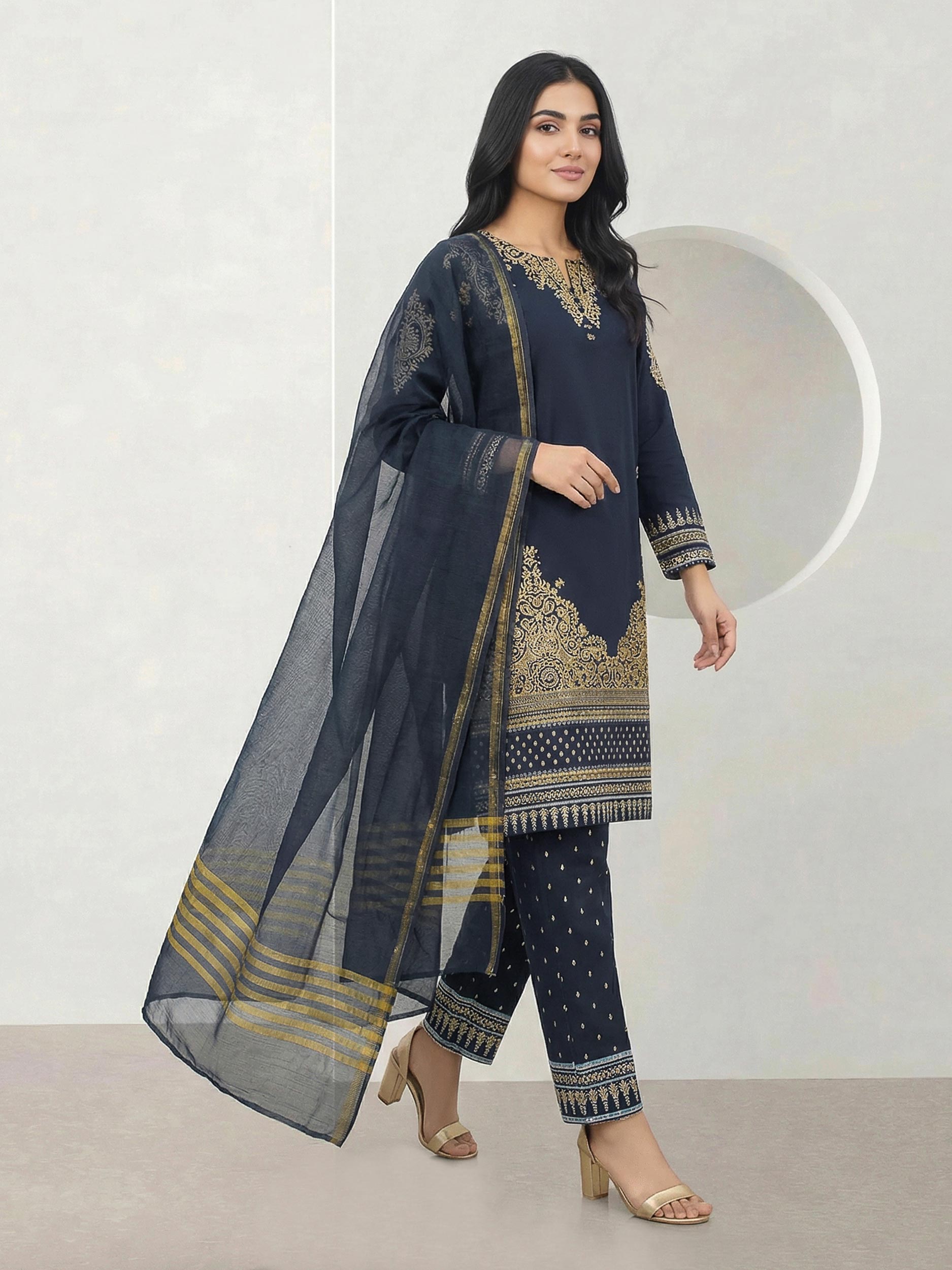 3 Piece Cambric Suit (Pret)