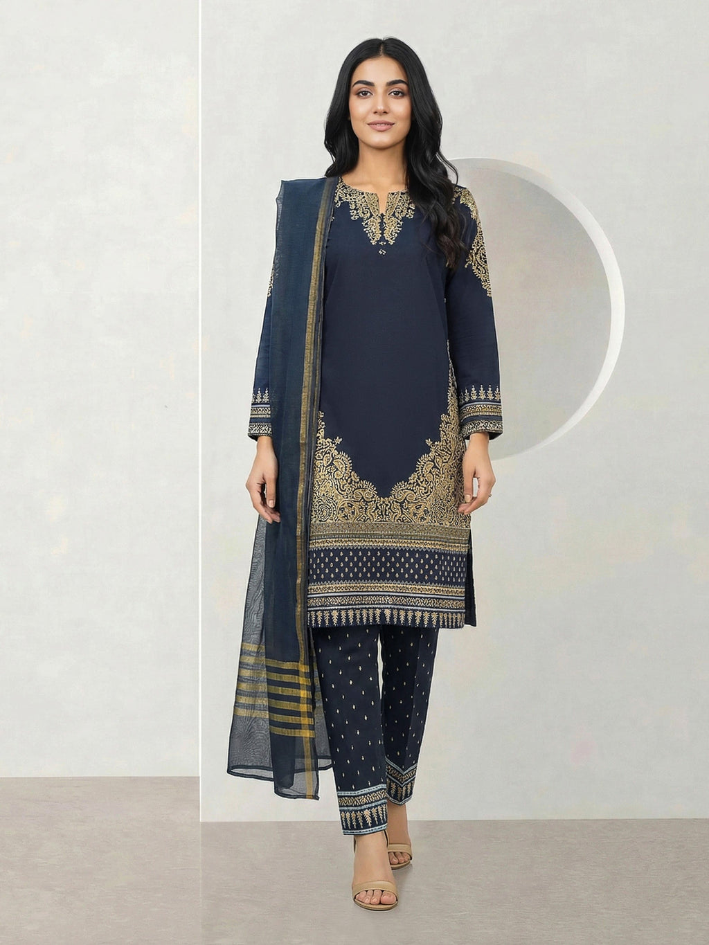 3 Piece Cambric Suit (Pret)