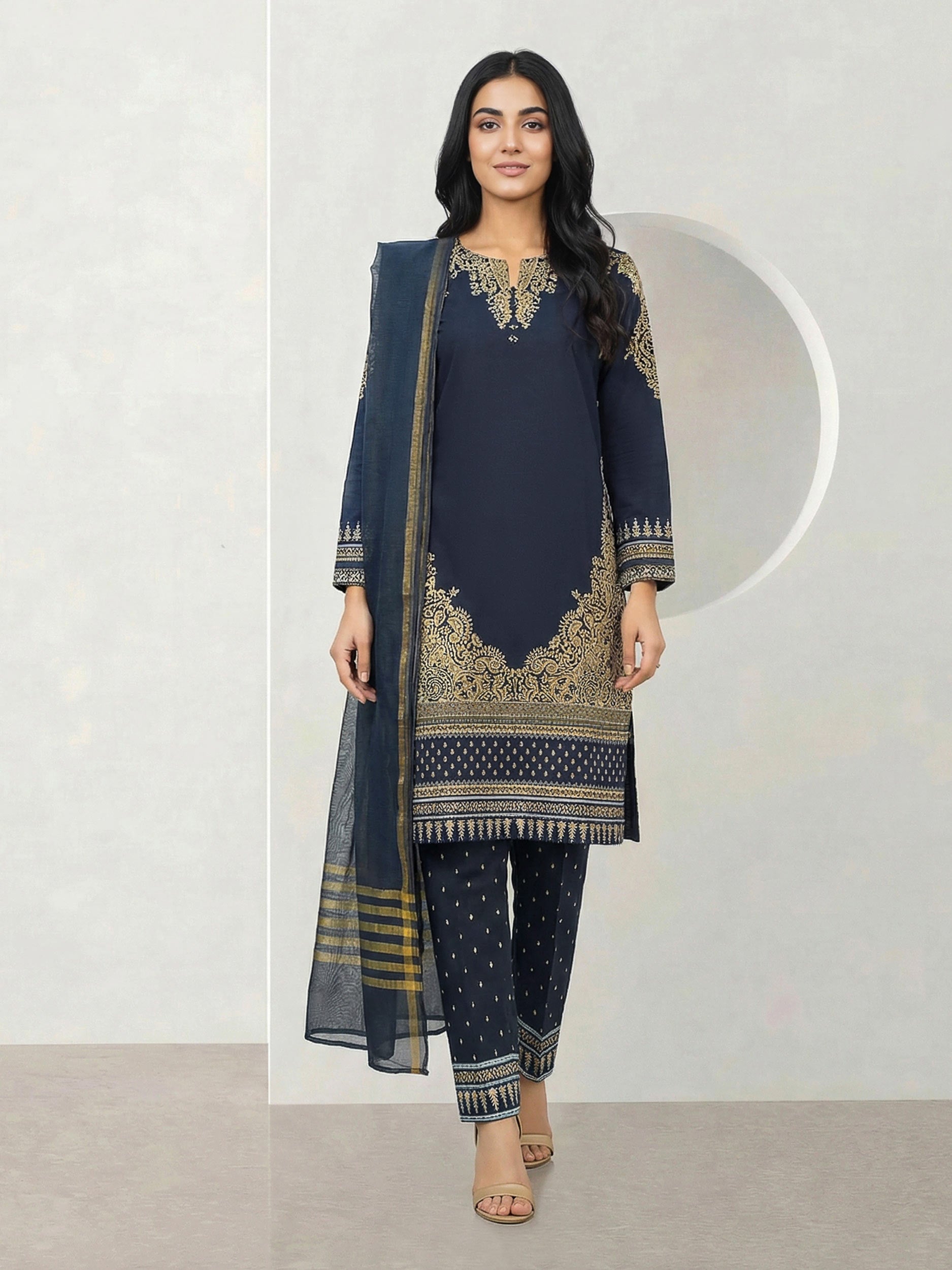 3 Piece Cambric Suit (Pret)