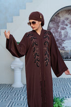 Arsin Brown Beaded Abaya