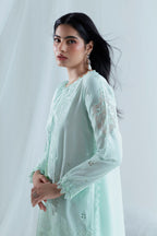 UAE-3 Piece Embroidered Lawn Suit with Borders, Bunches and Silk Dupatta FE-52079