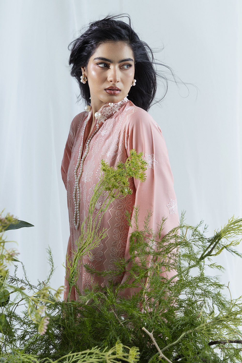 UAE-3 Piece Embroidered Lawn Suit with Borders and Silk Dupatta FE-52176