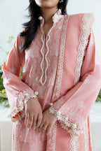 UAE-3 Piece Embroidered Lawn Suit with Borders and Silk Dupatta FE-52176