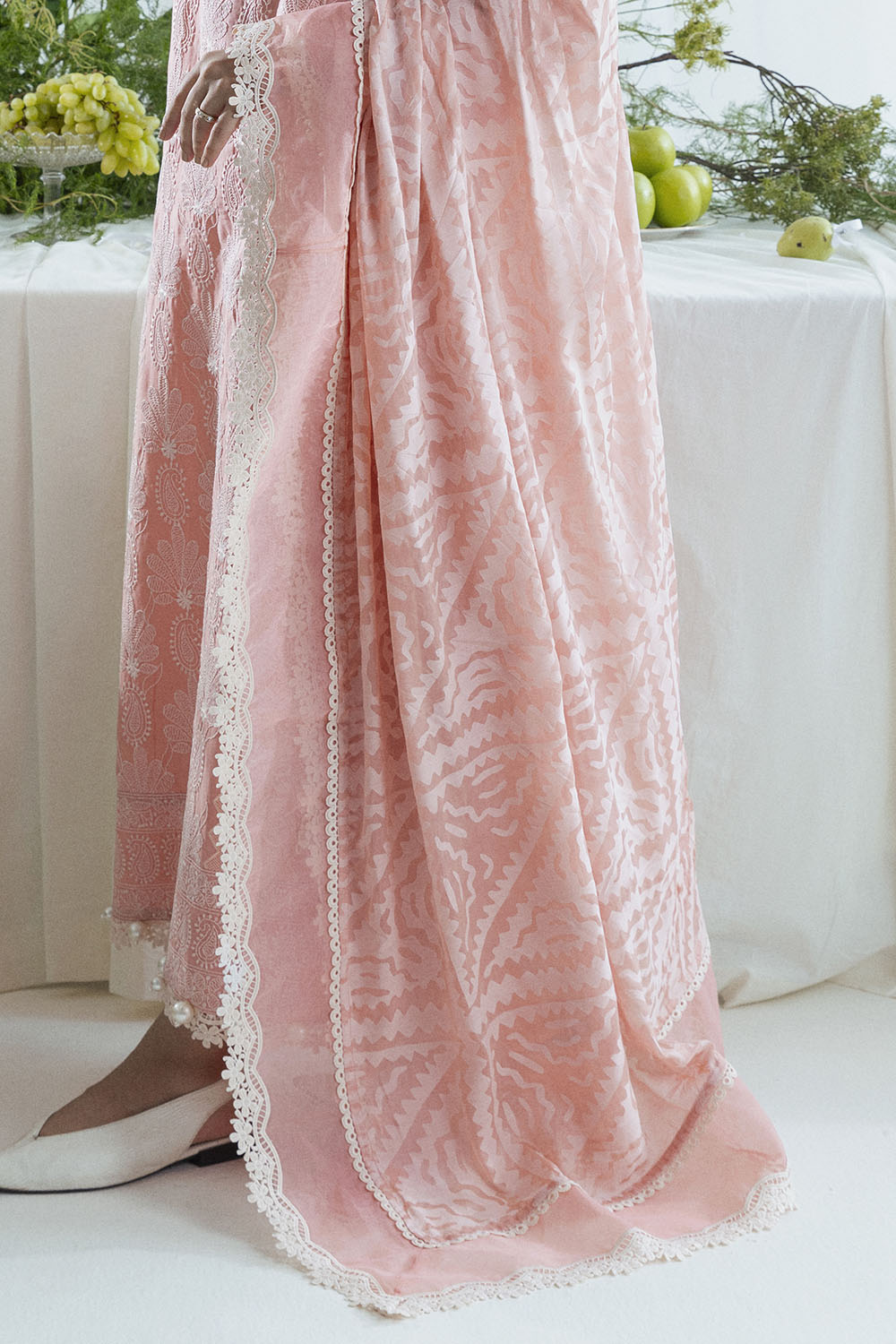 UAE-3 Piece Embroidered Lawn Suit with Borders and Silk Dupatta FE-52176