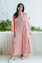 UAE-3 Piece Embroidered Lawn Suit with Borders and Silk Dupatta FE-52176