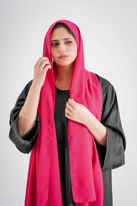 Dujalil Chiffon Hijab Hot Pink