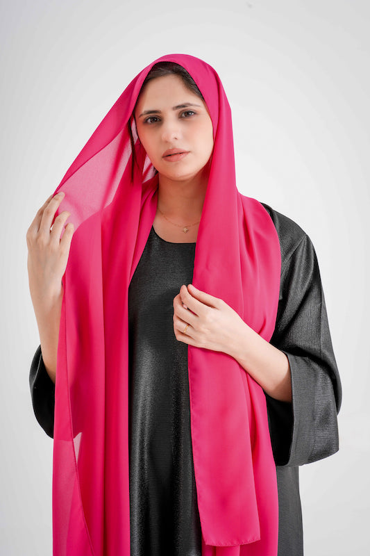 Dujalil Chiffon Hijab Hot Pink