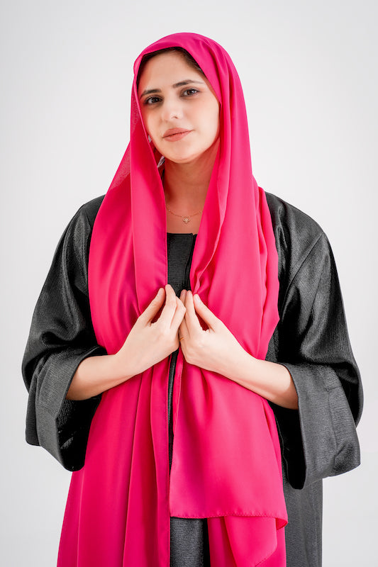 Dujalil Chiffon Hijab Hot Pink