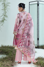 UAE-3 Piece Printed Monar Slub Suit with Handwork and Khaddi Net Dupatta FE-52072