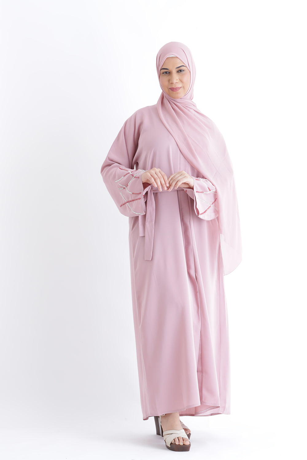 Larisa Pink Abaya with Belt
