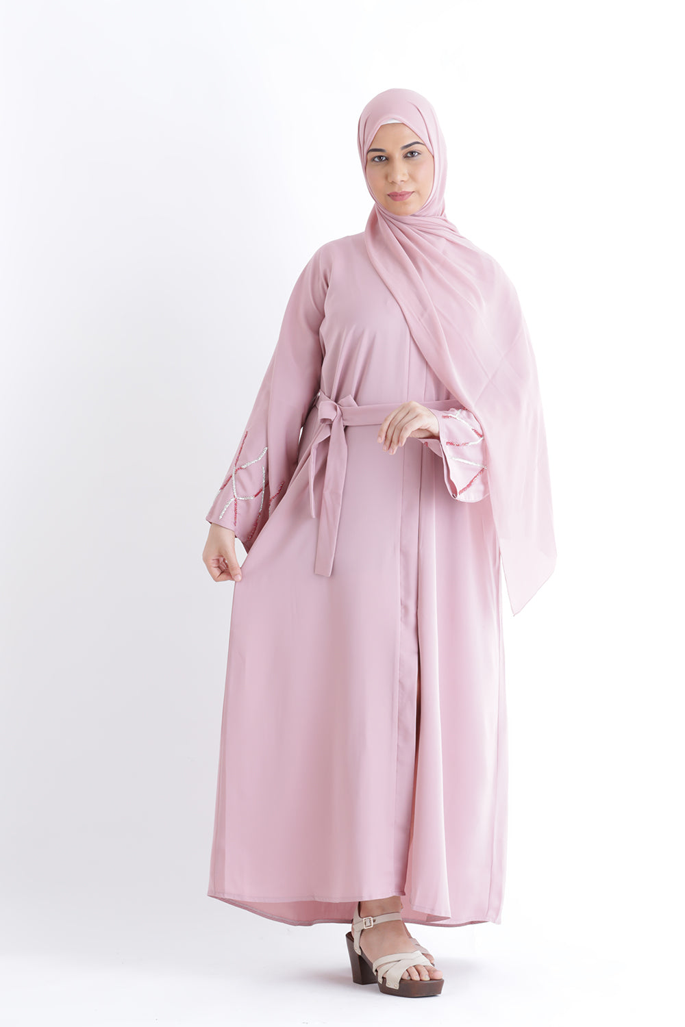 Larisa Pink Abaya with Belt