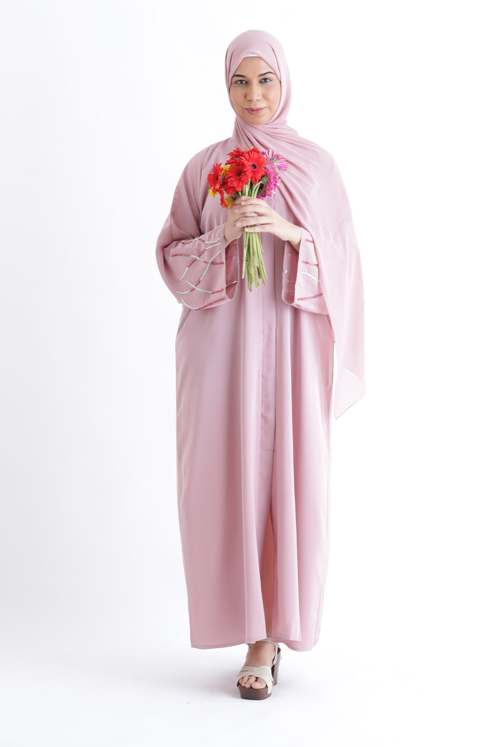 Larisa Pink Abaya with Belt