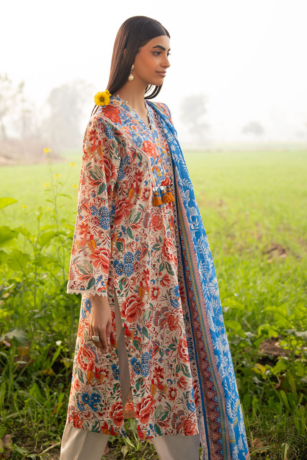 UAE-3 Piece Printed Lawn Suit with Embroidered Border CL-62084